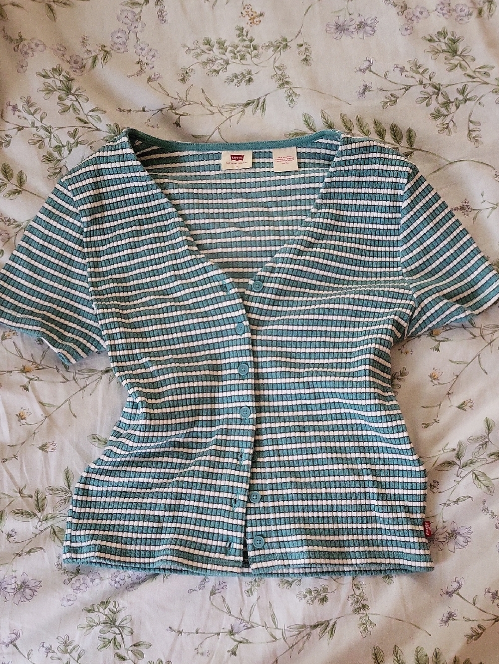 Levi's Green Stripped Women's Top